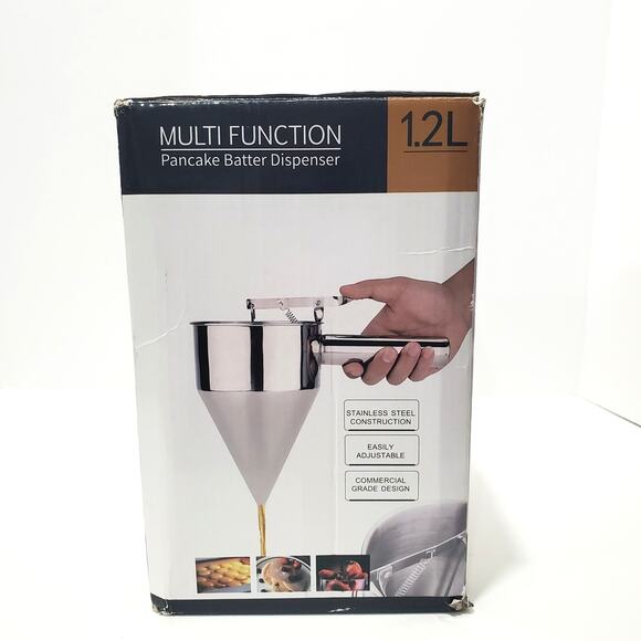 Stainless Steel Pancake Batter Dispenser Funnel Dispenser w/ Stand Detachable - Picture 3 of 11